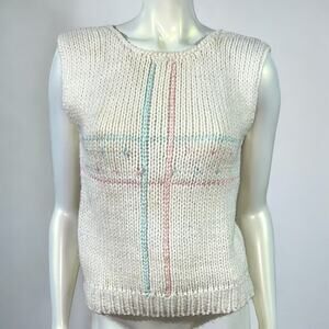 90s California Poppy Heart Knit Sweater Vest – Fair Condition, Pullover
